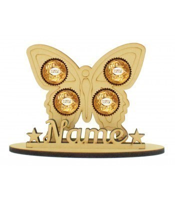 6mm Personalised Butterfly Shape Ferrero Rocher or Lindt Chocolate Ball Holder on a Stand - Stand Options